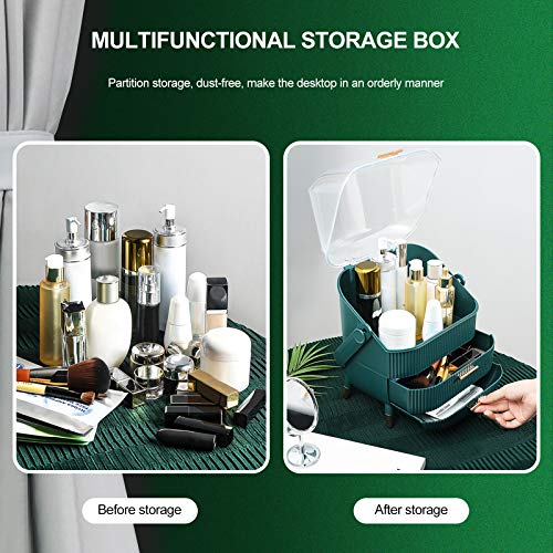 Galatée Organizador del Maquillaje,Cajas Almacenamiento Maquillaje,Organizador joyería multifunción,Cosméticos Joyería Organizador para cosméticos,lápices labiales,Pinceles Maquillaje（Verde）