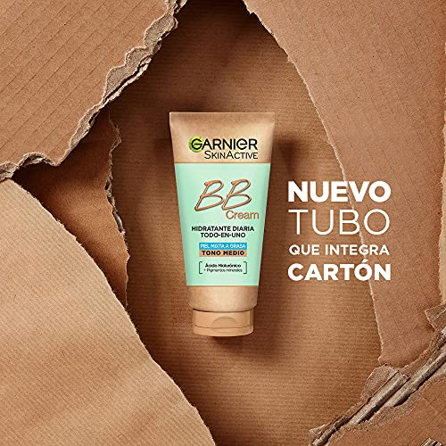 Garnier Bb Cream Matificante Para Pieles Mixtas A Grasas, Con Spf 25, Ácido Hialuróico, Extracto De Aloe Vera Y Pigmentos Minerales, Hidrata, Unifica, Corrige E Ilumina Piel 50 Ml- Tono Medio