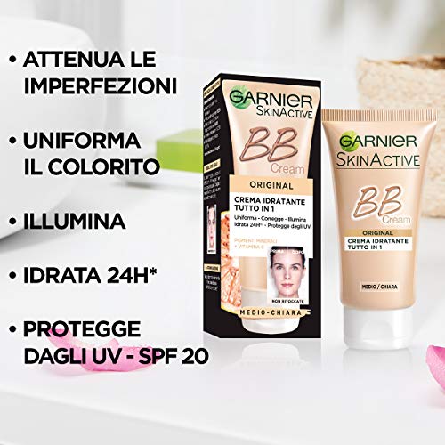 Garnier Bb Cream Original Crema Viso di Pelle 5 in 1 Medio-Chiara, 50 ml - [confezione da 3]