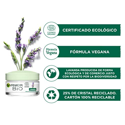 GARNIER Bio Pack Antiedad Crema Antiedad Con Aceite Esencial De Lavanda Y Vitamina E + Contorno De Ojos Reafirmante Con Lavanda, Suaviza Y Regenera La Piel 50 Ml + 15 Ml, 300 Gramo