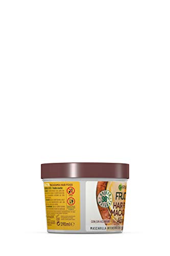 Garnier Fructis Hair Food Mascarilla 3 en 1 Macadamia Alisadora, indicada para Pelo Seco y Rebelde - Pack de 3 x 390 ml