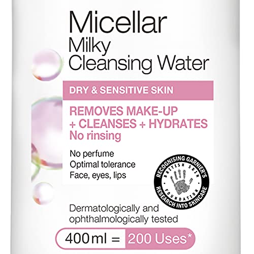 Garnier Micelar Water Limpiador facial lechoso Piel seca 400 ml