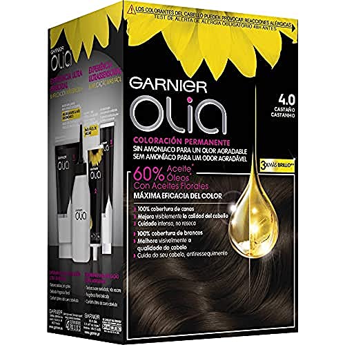 Garnier Olia coloración permanente sin amoniaco para un olor agradable con aceites florales de origen natural - Castaño 4.0