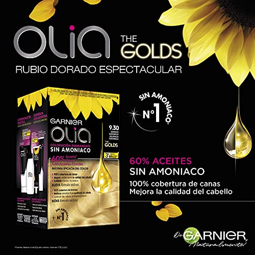 Garnier Olia coloración permanente sin amoniaco para un olor agradable con aceites florales de origen natural - Dorado Caramelo 9.30 271 g