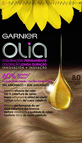 Garnier Olia Coloración Permanente, Tono 8.0 Rubio Claro - 20 cl