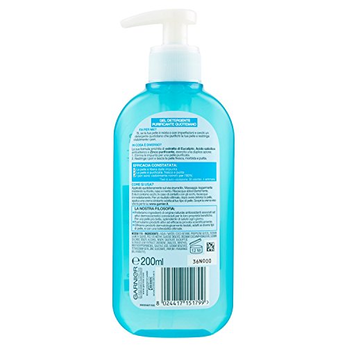 Garnier - Pure Active Gel limpiador purificante diario para pieles mixtas con imperfecciones, 200 ml