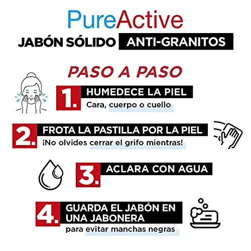 Garnier Pure Active Jabón Sólido Anti Granitos Con Carbón Y Ácido Salicílico Para Rostro, Cuerpo Y Espalda, Cranberry, Lavanda, 110 Gramo