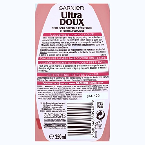 Garnier Ulta Doux, Champú 2 en 1 unisex niños, ultra suave - Pack de 3 x 250 ml (Total: 750 ml)