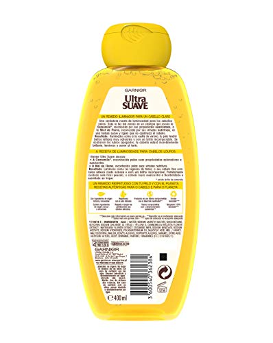 Garnier Ultra Suave Champú Iluminador con Camomila y Miel de Flores para Niños, Cabellos Claros y Rubios 400 ml