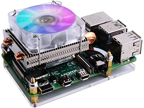 GeeekPi Raspberry Pi 4 Caja de metal con ventilador, Raspberry Pi 4B Caja con Raspberry Pi Refrigerador de CPU de bajo perfil, Raspberry Pi Horizontal ICE Tower Cooler