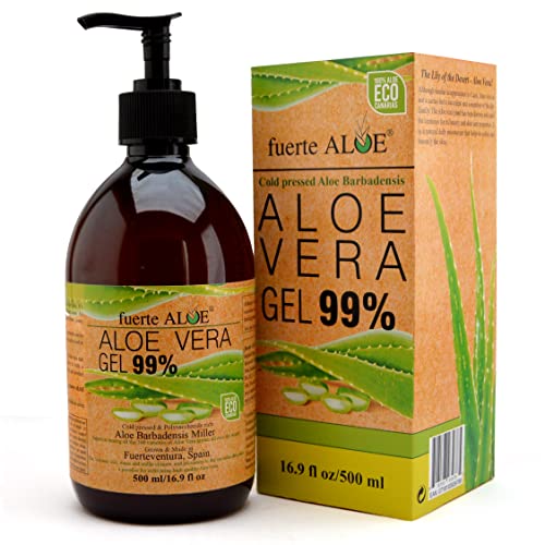 GEL Aloe Vera PURO 99% CERTIFICADO ORGANICO 100% Para CARA CUERPO CABELLO Deja PIEL Suave - 500 ml / 16.9 fl oz