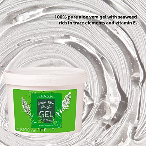 Gel de Aloe Vera 100% Natural para el Cuidado de la Piel (Corporal & Facial, el Cabello, Quemaduras Solares (After Sun), Depilación y Afeitado (After Shave), Piel con Acné y Envejecida - 1000ml 1kg