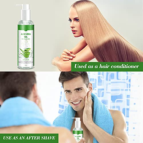 Gel de Aloe Vera 100% Puro,250 ML Aloe Vera Crema Natural,Gel Hidratante para Cara,Cabello y Cuerpo,Ideal para el Acné,Pieles Secas y Quemadas Solares,Calmante,Nutritiva y Antisensible| con Bomba…