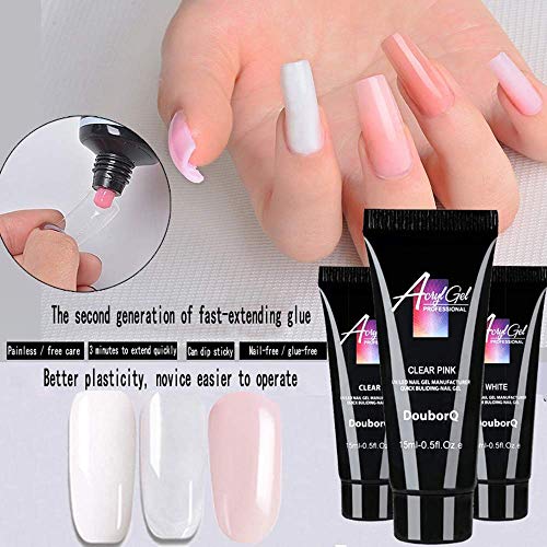 Gel nails kit,15ml Nail Gel de Construcción Rápida Gel UV Espátula Extensión del cepillo Puntas falsas Set