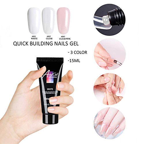 Gel nails kit,15ml Nail Gel de Construcción Rápida Gel UV Espátula Extensión del cepillo Puntas falsas Set