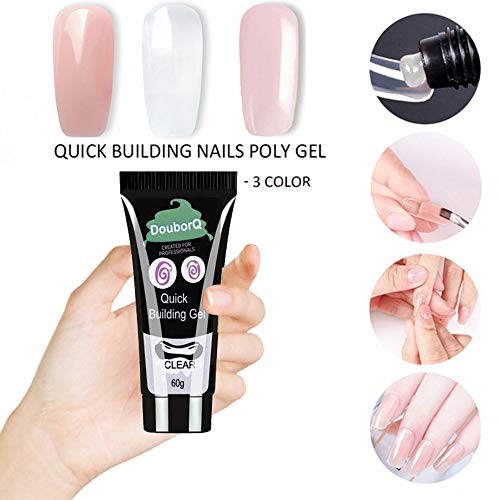 Gel nails kit,15ml Nail Gel de Construcción Rápida Gel UV Espátula Extensión del cepillo Puntas falsas Set