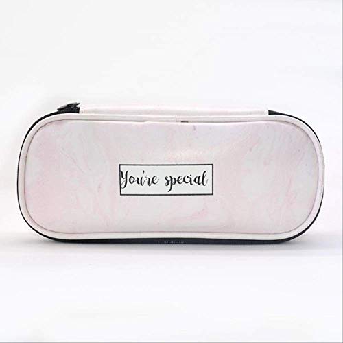 Generic Brands 1 Estuche para lápices Mármol PU Caja de papelería Escolar Escuela Kawaii para Estudiantes 20.5 * 4 * 9 cm Bolsa de cosméticos portátil Impermeable Multifuncional Rosa