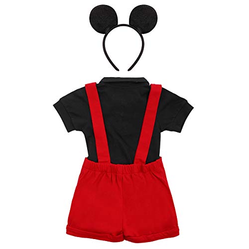 Gentleman - Accesorio para fotos de primer cumpleaños con diseño de Mickey para bebés y niños, Rojo+negro, 24 meses