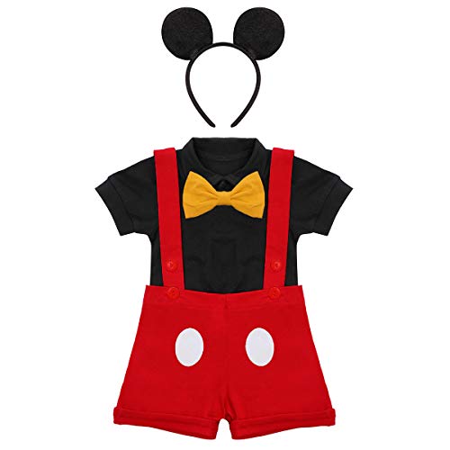 Gentleman - Accesorio para fotos de primer cumpleaños con diseño de Mickey para bebés y niños, Rojo+negro, 24 meses