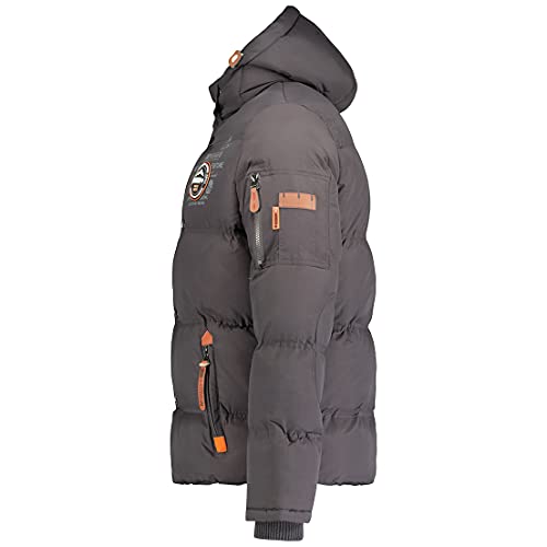 Geographical Norway - Chaqueta acolchada de invierno para hombre, con capucha (Gris, XXL)