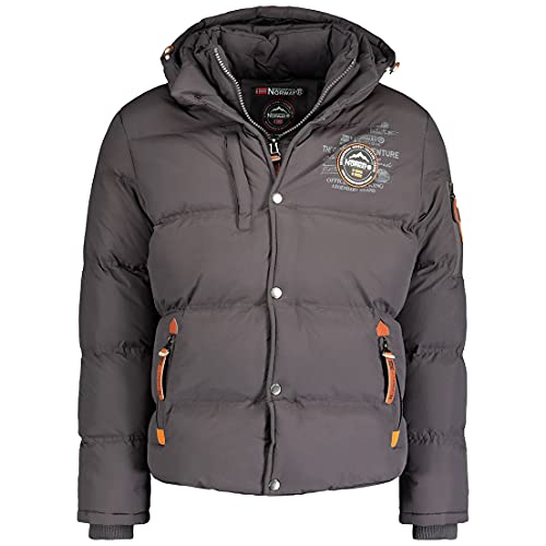 Geographical Norway - Chaqueta acolchada de invierno para hombre, con capucha (Gris, XXL)