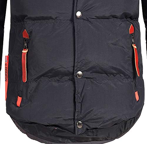 Geographical Norway - Chaqueta acolchada de invierno para hombre, con capucha (Negro, L)