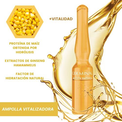 Germinal Acción Inmediata - Sérum Facial Efecto Flash, Lifting Inmediato, con Proteínas de Maíz y Extractos de Ginseng - 10 Ampollas de 1,5ml