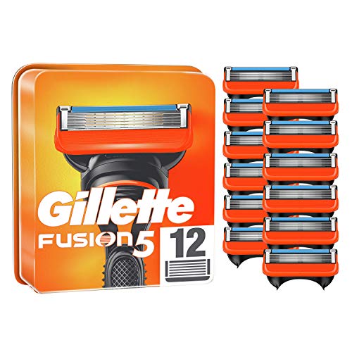 Gillette Fusion 5 Cuchillas de Afeitar Hombre, Paquete de 12 Cuchillas de Recambio