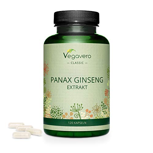 Ginseng Rojo Coreano PURO Vegavero® | LA DOSIS MÁS ALTA: 4800 mg | 20% Ginsenósidos | Sin Aditivos | Estimulante + Impotencia + Concentración + Afrodisíacos | 120 Cápsulas | Vegano