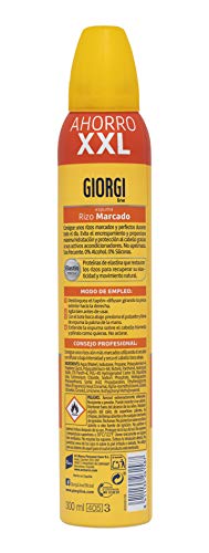 Giorgi Line - Espuma Rizo Marcado 24h, Anti Encrespamiento e Hidratación, 0% Siliconas y Alcohol, Fijación 4 - Formato XXL, 300 ml