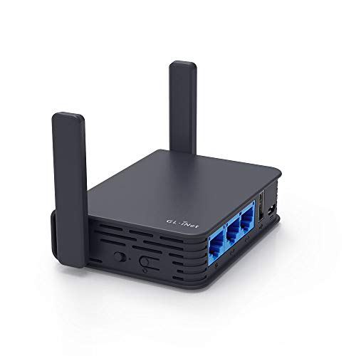 GL.iNet GL-AR750S-Ext (Slate) Gigabit Travel AC VPN Router, 300Mbps(2.4GHz)+433Mbps(5GHz) Wi-Fi, 128MB RAM, Soporte de MicroSD, Puente Repetidor, OpenWrt/LEDE preinstalado, Cloudflare DNS