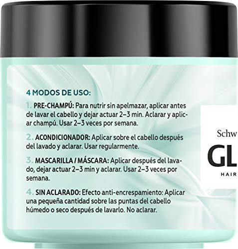 Gliss - Mascarilla Capilar Hidratante 4 En 1 - Para pelo normal - Con Manteca De Cacao - 400Ml, Fórmula vegana y sin colorantes artificiales