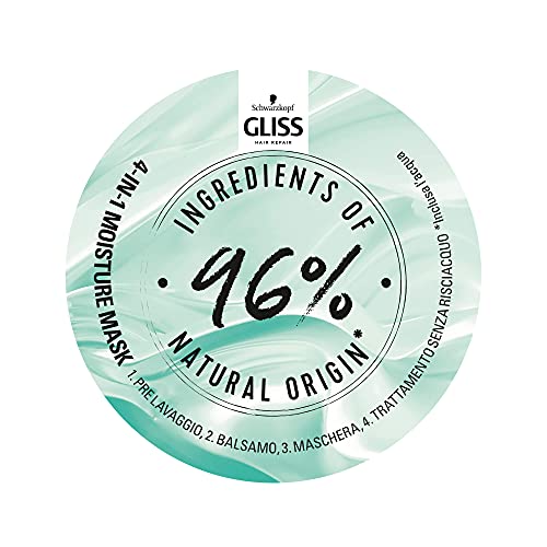 Gliss - Mascarilla Capilar Hidratante 4 En 1 - Para pelo normal - Con Manteca De Cacao - 400Ml, Fórmula vegana y sin colorantes artificiales