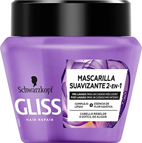 Gliss - Mascarilla para pelo rebelde o difícil de alisar - Liso Asiático – 6uds de 300ml (1.800ml) – Gama alisado fácil