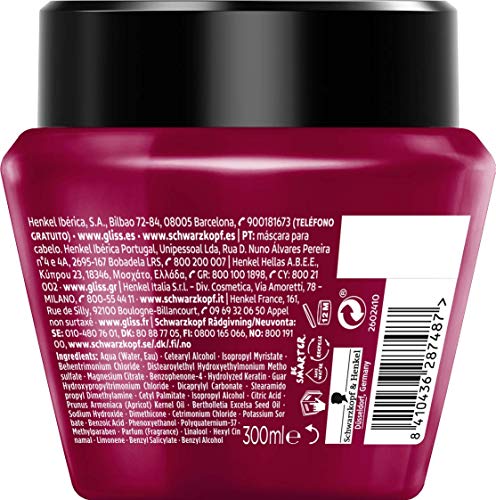 Gliss - Mascarilla para pelo teñido o con mechas - Ultimate Color – 6uds de 300ml (1.800ml) – Gama protectora color