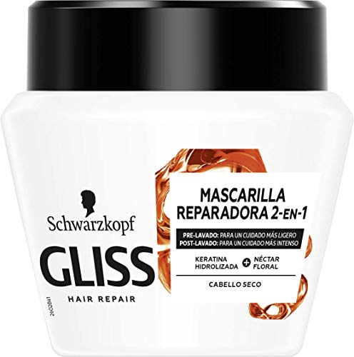 Gliss - Mascarilla Total Repair, 300 ml, para cabello seco, Gama reparación