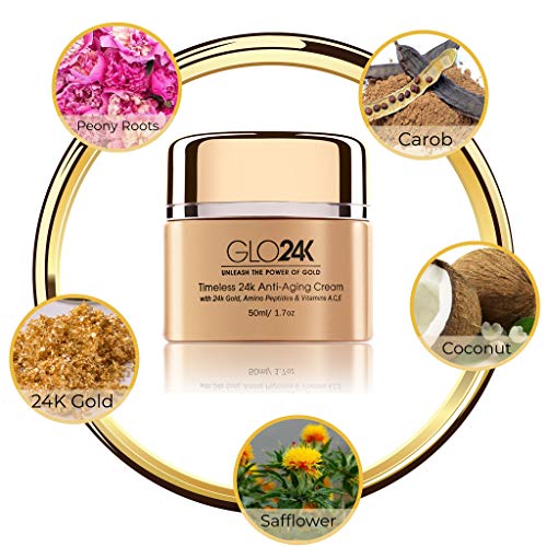 GLO24K 24k crema antienvejecimiento con vitaminas, ácido hialurónico, retinol