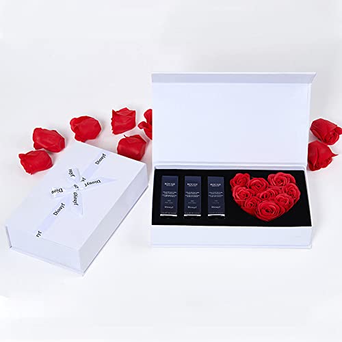 Gobesty Juego de Rosas Eternas, Lápiz Labial Caja de Regalo Caja de Regalo, Flor de Jabón, Rosa Eterna Regalo Romántico, Flores Preservadas Eterna Hecha a Mano Rosa para el Día de San Valentín