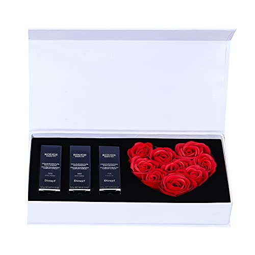 Gobesty Juego de Rosas Eternas, Lápiz Labial Caja de Regalo Caja de Regalo, Flor de Jabón, Rosa Eterna Regalo Romántico, Flores Preservadas Eterna Hecha a Mano Rosa para el Día de San Valentín