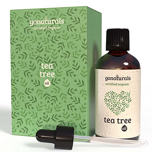 GoNaturals Aceite de Arbol de Te 100 Puro Prensado en Frío - Aceite Arbol del Te Orgánico para Cara y Cuerpo - Eficaz para Mejorar Acné - Aceite Árbol de Te para Hongos Uñas - Arbol de Te Piojos, 50ml