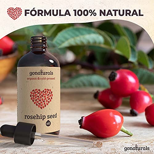 GoNaturals Aceite Rosa Mosqueta Puro - Aceite de Rosa Mosqueta para Cicatrices y Estrias - Aceite Puro Rosa Mosqueta Facial Nutritivo - Aceite de Mosqueta Bio, Hidratante para Cuerpo y Cabello, 50ml