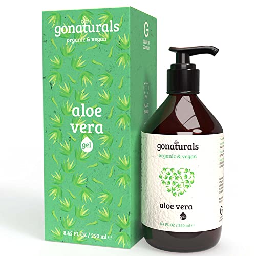 GoNaturals Gel Aloe Vera Puro Refrescante Natural - Aloe Vera Gel Organico 100% Vegano - Gel Aloe Vera 100 Puro, Natural After Sun - Gel de Aloe Vera Puro para la Cara - Aloe Vera para el Pelo, 250ml