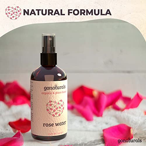 GoNaturals Tonico Agua de Rosas Pura - Agua de Rosas Natural Pura Refrescante - Agua de Rosas Tonico Facial para Piel Grasa - Agua de Rosas Bio, Tonico Facial Piel Sensible - Hidrolato de Rosas, 100ml