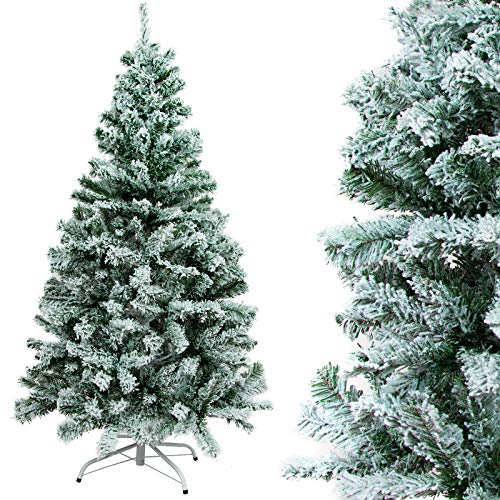 Gotoll Árbol de Navidad Nevado 150cm 328 Ramas,Árbol de Navidad Artificial de Pino con Soporte Metálico Árbol Navideña de PVC Abeto Decoración Navideña Decoración Navideña en Interiores y Exteriores