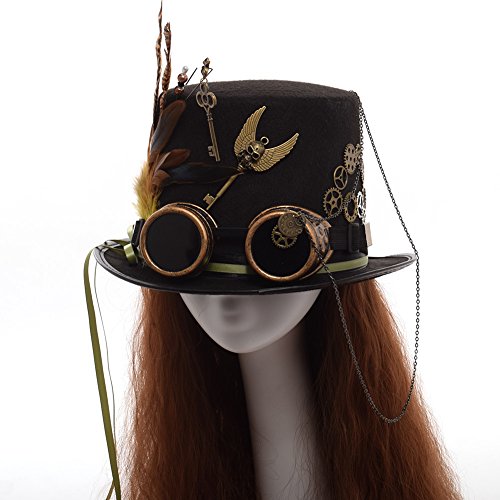 GRACEART Unisexo Steampunk Sombrero Gafas de protección Sombrero de Copa (Circunferencias de la cabeza-61cm)