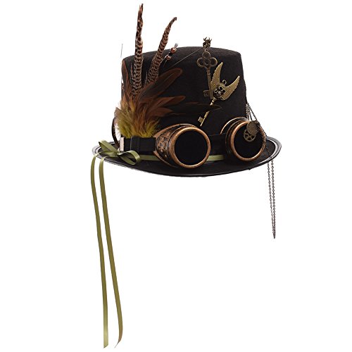 GRACEART Unisexo Steampunk Sombrero Gafas de protección Sombrero de Copa (Circunferencias de la cabeza-61cm)