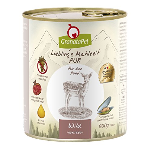 GranataPet Comida húmeda para Perros, de Liebling's Essence, para Perros, sin Cereales ni aditivos de azúcar, alimento Completo con Alto Porcentaje de Carne y aceites, 6 x 800 g