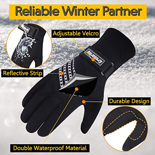 Grebarley Guantes de Ciclismo, Guantes de MTB Antideslizantes con Almohadilla Que Absorbe los Golpes, Guantes Cálidos de Invierno Impermeables y A Prueba de Viento