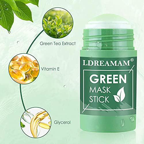 Green Stick Mask,Mascarilla de té verde,Purifying Clay Stick Mask,Control De Aceite Hidratante,Limpieza Profunda,Eliminación Puntos negros & Acné,Ajuste del equilibrio de grasa,Para Todo Tipo de Piel