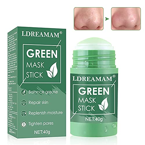 Green Stick Mask,Mascarilla de té verde,Purifying Clay Stick Mask,Control De Aceite Hidratante,Limpieza Profunda,Eliminación Puntos negros & Acné,Ajuste del equilibrio de grasa,Para Todo Tipo de Piel